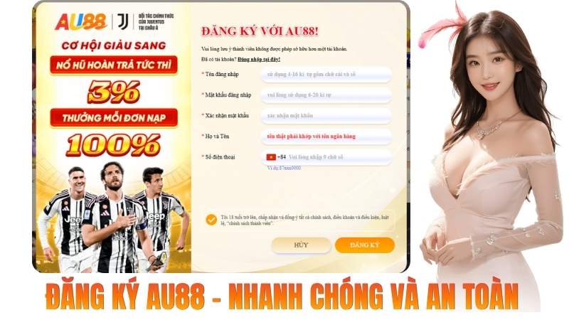 Giao diện đăng ký chính thức của nhà cái au88